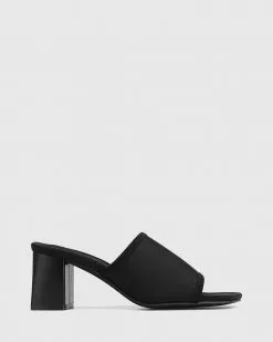 Wittner Katoka Recycled Neoprene Block Heel Sandals Black