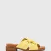 Wittner Lotto Leather Square Toe Slides Yellow