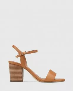 Wittner Collin Leather Block Heel Sandals Tan