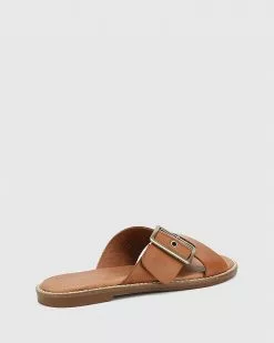 Wittner Clooney Leather Crossed Strap Buckle Slides Tan -Sandals Sales Shop http3A2F2Fstatic.theiconic.com .au2Fp2Fwittner 4166 7266201 4