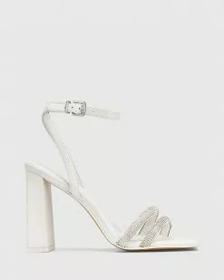 Wittner Rosalie Leather Diamante Straps Sandals White