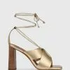 Wittner Rapunzel Leather Block Heel Sandals Metallic