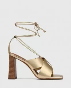 Wittner Rapunzel Leather Block Heel Sandals Metallic