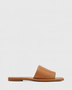 Wittner Barron Leather Flat Slides Tan