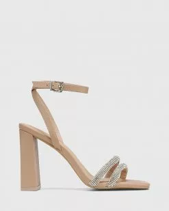 Wittner Rosalie Leather Diamante Straps Sandals Beige
