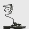 Wittner Armey Leather Strappy Flat Sandals Black