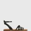 Wittner Cayenne Multi Leather Flat Strappy Sandals Black