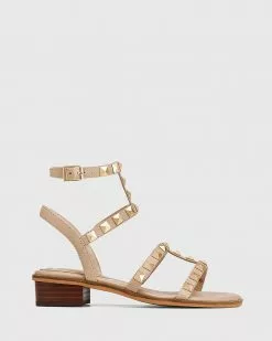 Wittner Tahara Leather Stud Sandals Beige