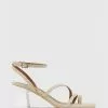 Wittner Kaiya Linen Strappy Sculptured Heel Sandals Beige