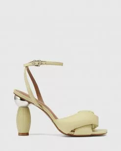 Wittner Valko Leather Sculptured Heel Sandals Green