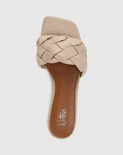 Wittner Artica Woven Leather Flat Slides Beige -Sandals Sales Shop http3A2F2Fstatic.theiconic.com .au2Fp2Fwittner 5319 3625821 5