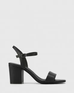 Wittner Collin Leather Block Heel Ankle Strap Sandals Black