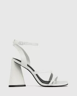 Wittner Raychie Patent Leather Angular Heel Sandals White