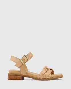 Wittner Lismore Leather Twisted Strap Sandals Tan