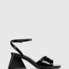 Wittner Krauss Patent Leather Angular Heel Sandals Black