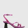 Wittner Kaiya Leather Strappy Sculptured Heel Sandals Metallic