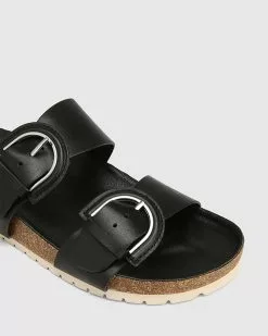 Wittner Anaco Leather Double Strap Cork Slides Black -Sandals Sales Shop http3A2F2Fstatic.theiconic.com .au2Fp2Fwittner 7068 7465941 3