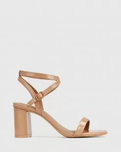 Wittner Carelinah Patent Leather Block Heel Sandals Tan