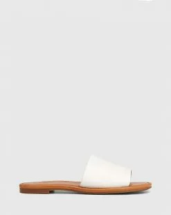 Wittner Barron Leather Flat Slides White