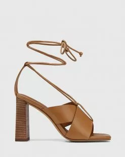 Wittner Rapunzel Leather Block Heel Sandals Tan