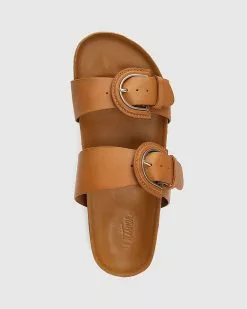 Wittner Anaco Leather Double Strap Cork Slides Tan -Sandals Sales Shop http3A2F2Fstatic.theiconic.com .au2Fp2Fwittner 7128 6465941 5