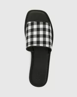 Wittner Barron Gingham Flat Slides Black -Sandals Sales Shop http3A2F2Fstatic.theiconic.com .au2Fp2Fwittner 7159 9103251 5