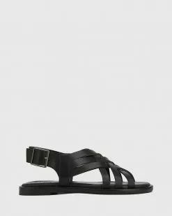 Wittner Chalamet Leather Woven Strap Sandals Black