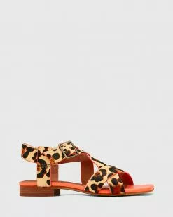 Wittner Aneese Hair-On Leather Flat Sandals Prints
