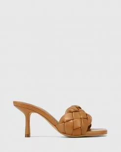 Wittner Combs Woven Leather Stiletto Heel Sandals Tan