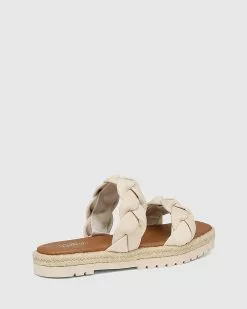Wittner Dalas Leather And Canvas Double Strap Slides Beige -Sandals Sales Shop http3A2F2Fstatic.theiconic.com .au2Fp2Fwittner 9389 3578641 4