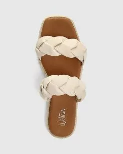 Wittner Dalas Leather And Canvas Double Strap Slides Beige -Sandals Sales Shop http3A2F2Fstatic.theiconic.com .au2Fp2Fwittner 9393 3578641 5