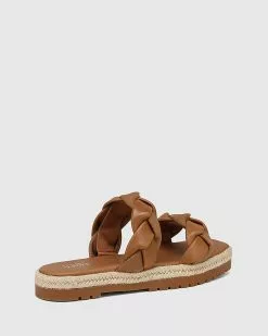 Wittner Dalas Leather And Canvas Double Strap Slides Tan -Sandals Sales Shop http3A2F2Fstatic.theiconic.com .au2Fp2Fwittner 9422 2578641 4