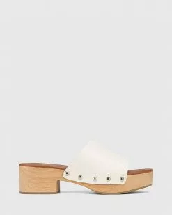 Wittner Xenia Leather Flatform Clogs White