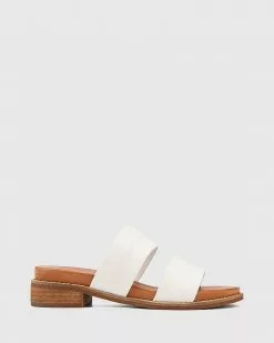 Wittner Lexy Stretch Leather Double Strap Slides White