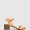 Zeroe Raegan Footbed Block Heel Sandals Camel