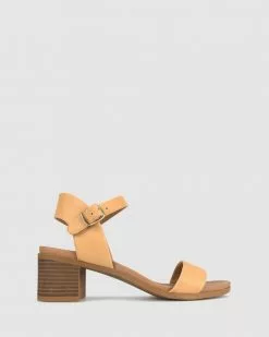 Zeroe Raegan Footbed Block Heel Sandals Camel