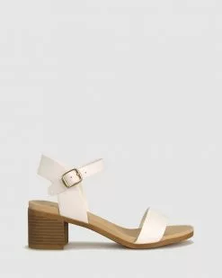 Zeroe Raegan Footbed Block Heel Sandals White
