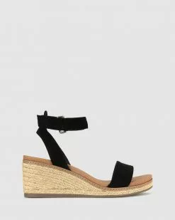 Zeroe Wide Fit Kiwi 2 Comfort Wedge Sandals Black
