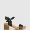 Zeroe Raegan Footbed Block Heel Sandals Black