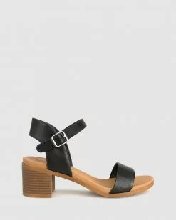Zeroe Raegan Footbed Block Heel Sandals Black