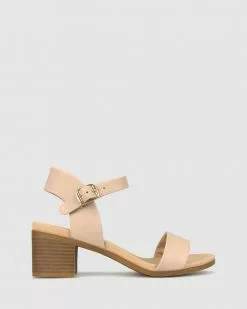 Zeroe Raegan Footbed Block Heel Sandals Latte