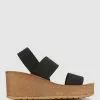 Zeroe Denver Elastic Strap Wedges Black