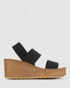 Zeroe Denver Elastic Strap Wedges Black