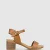 Zeroe Raegan Footbed Block Heel Sandals Tan