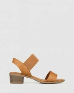 Zeroe Honey Wide Fit Block Heel Sandals Tan